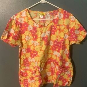 WonderWink summery floral scrub top / Women's Large
